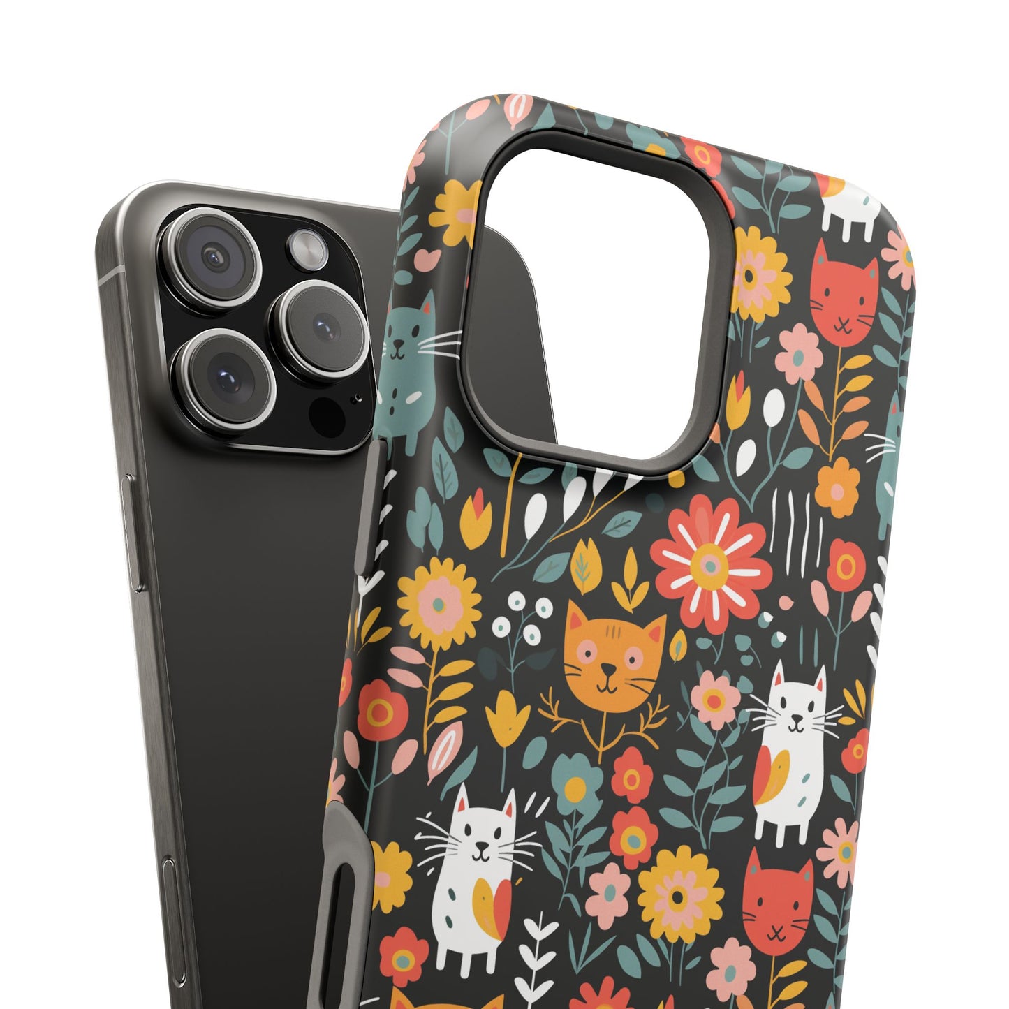 Whimsical Feline Garden Magnetic Tough iPhone Cases