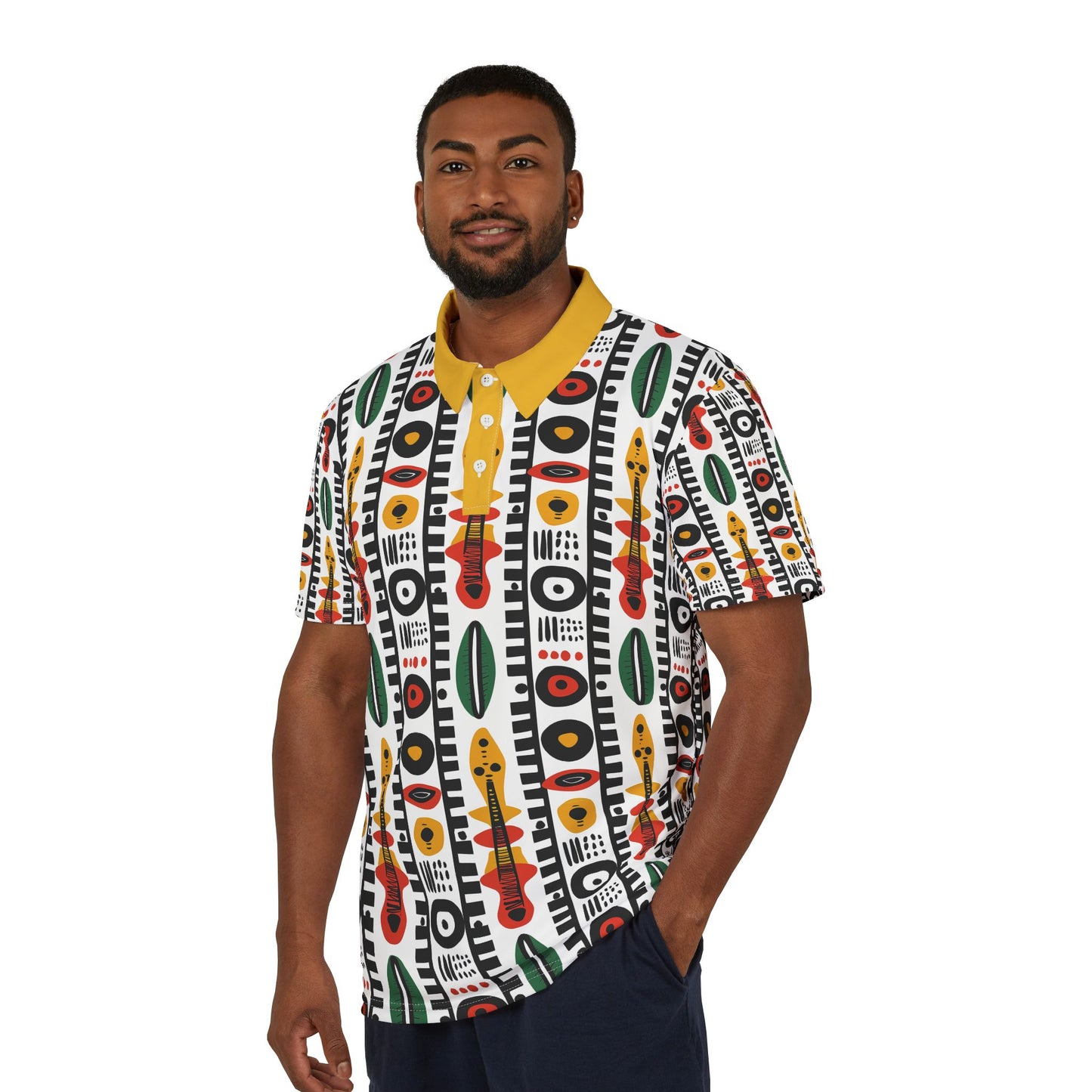 Afrobeat Harmony Unisex Polo Shirt, Bohemian Style Summer Wear, Trendy Gift for Men and Women, Perfect for Casual Outings, Festivals, and Vacations
