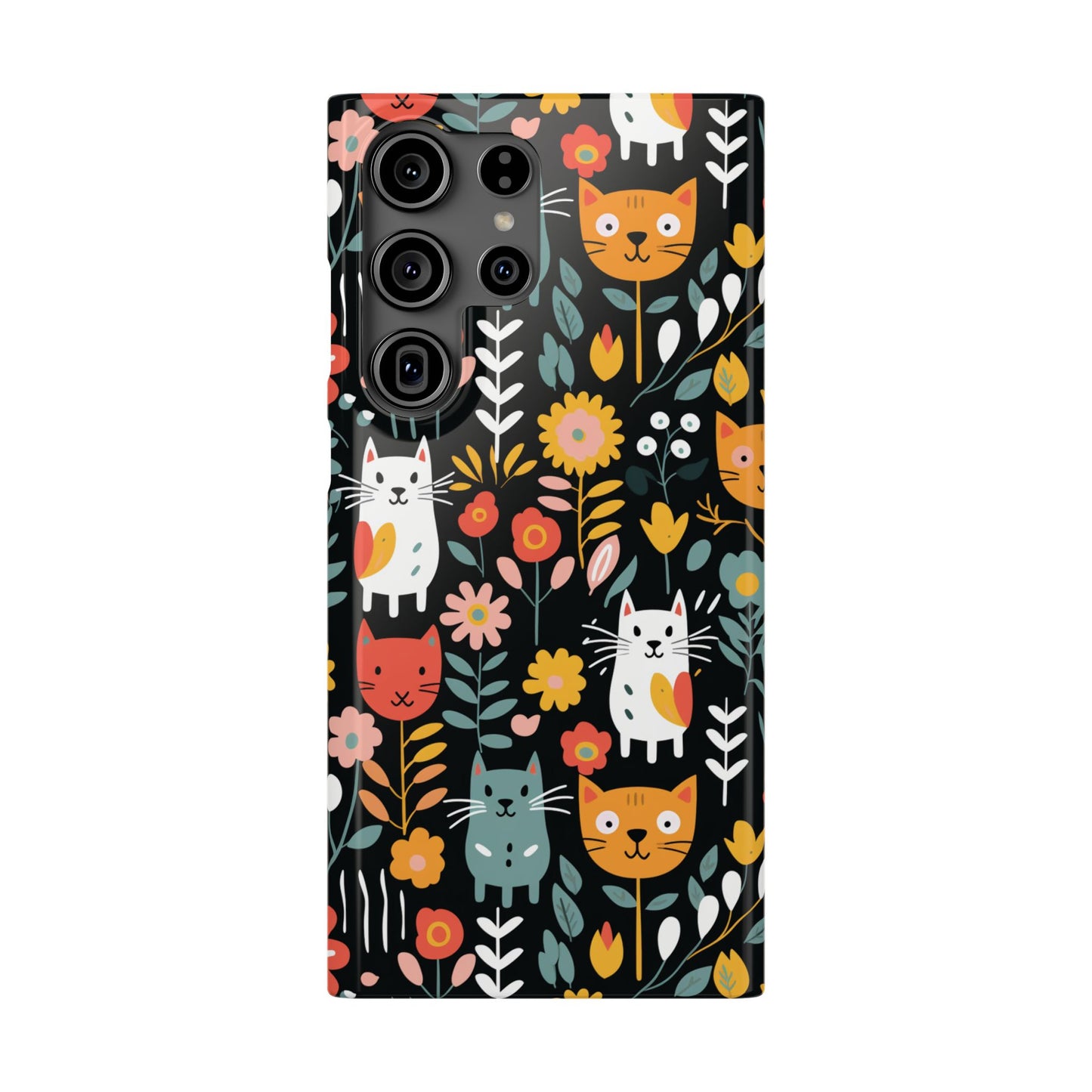 Whimsical Feline Garden Slim Cases for iPhone and Samsung Phones