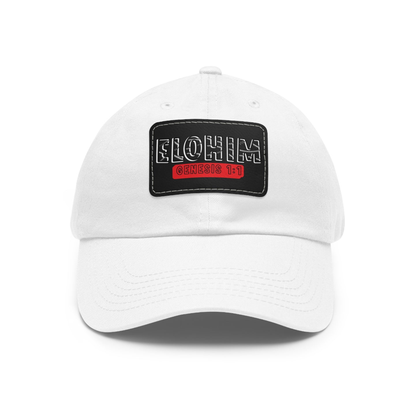 'ELOHIM, GENESIS 1:1- Stylish Dad Hat with Leather Patch | Great for Gifts for All, Casual Wear, Outdoor Activities, and Religious Events