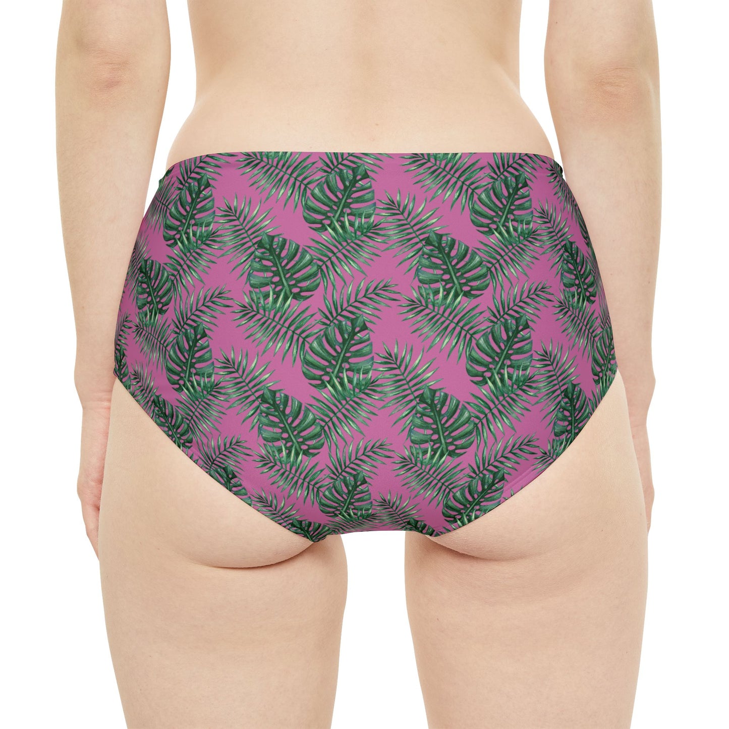 Pink Tropical Bliss High-Waist Hipster Bikini Bottom (AOP)