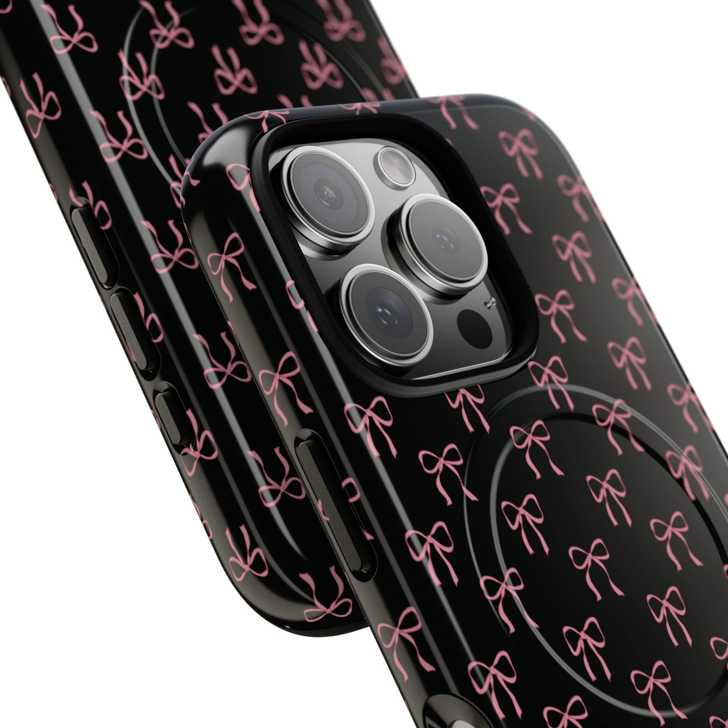 Coquette Chic Bow-Patterned Tough Magnetic iPhone Case, Stylish Gift for Her, Protective iPhone Cover, Trendy Accessory, iPhone Birthday Gift, Fashionable Tech