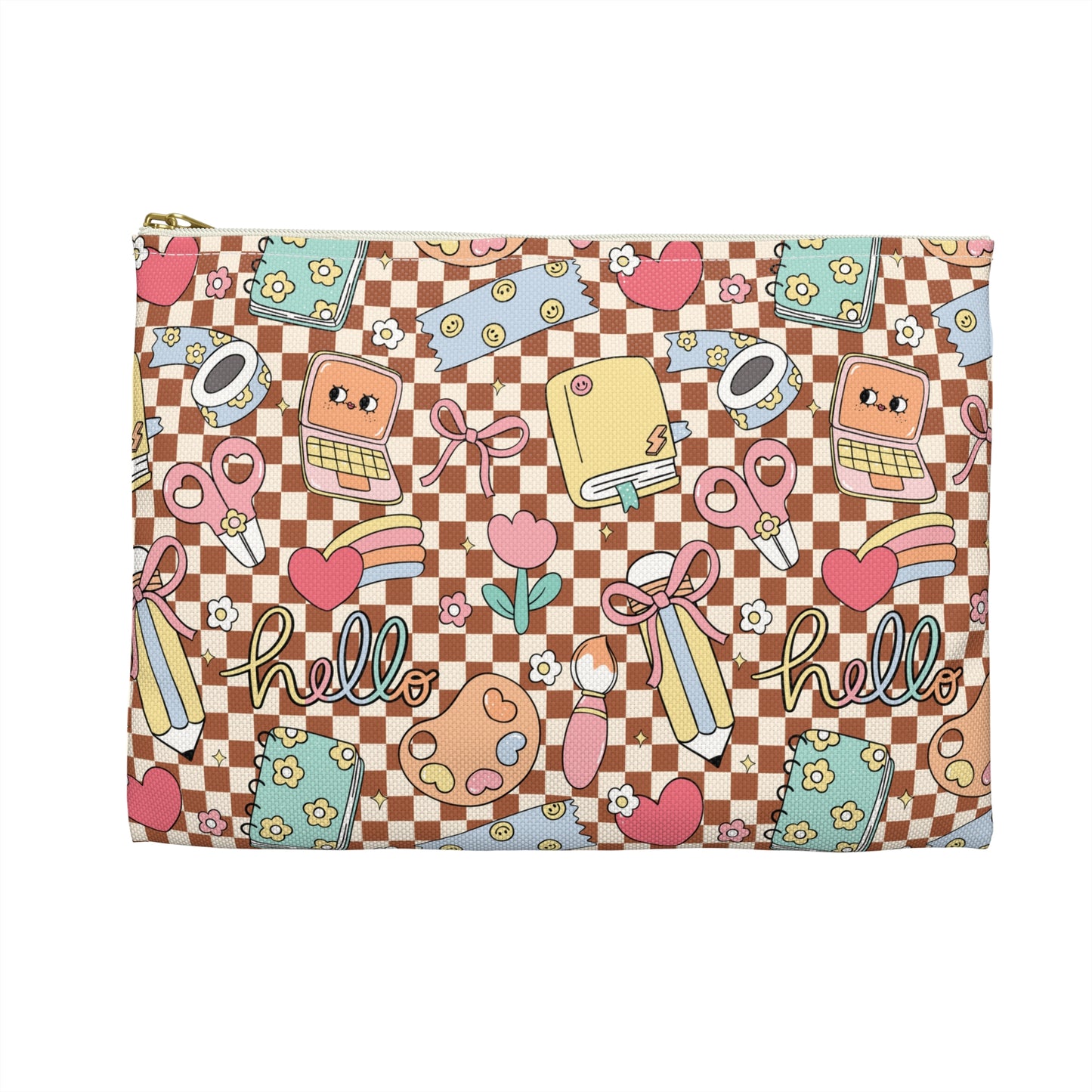 Personalized Brown Doodle Daydream Composition Book Inspired Accessory Pouch, Kids School Supplies, Classroom Organizer, Teacher Gift, Fun Stationery Case, Back to School