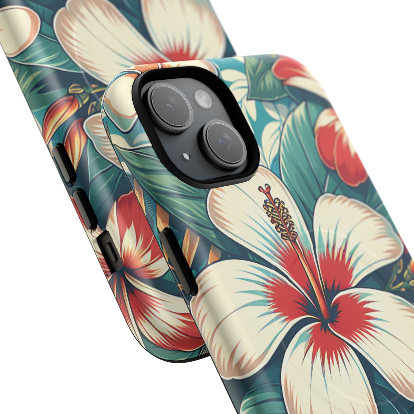 Tough Floral Phone Case, Tropical Hibiscus Design, Gift for Her, Summer Accessory, Customizable Phone Cover