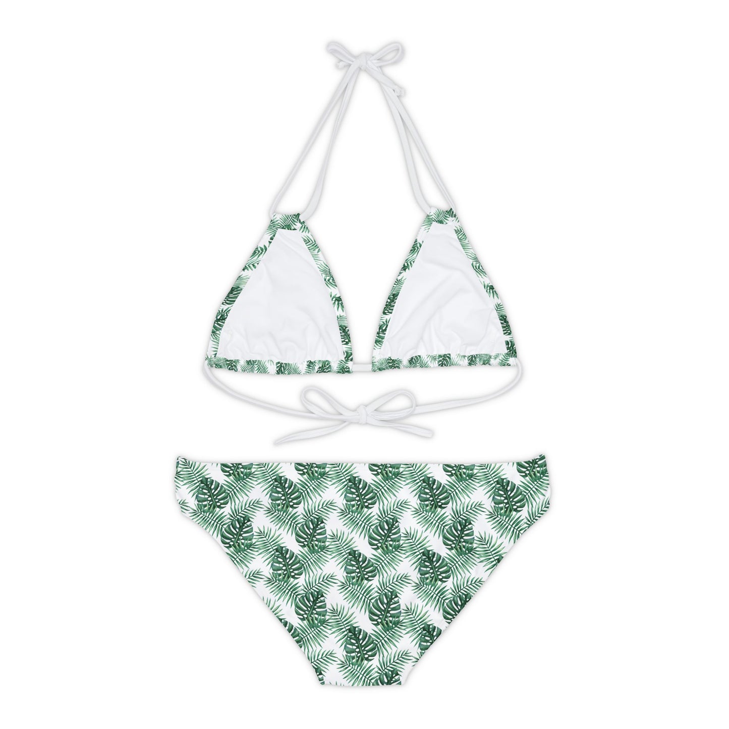 White Tropical Bliss Strappy Bikini Set (AOP)