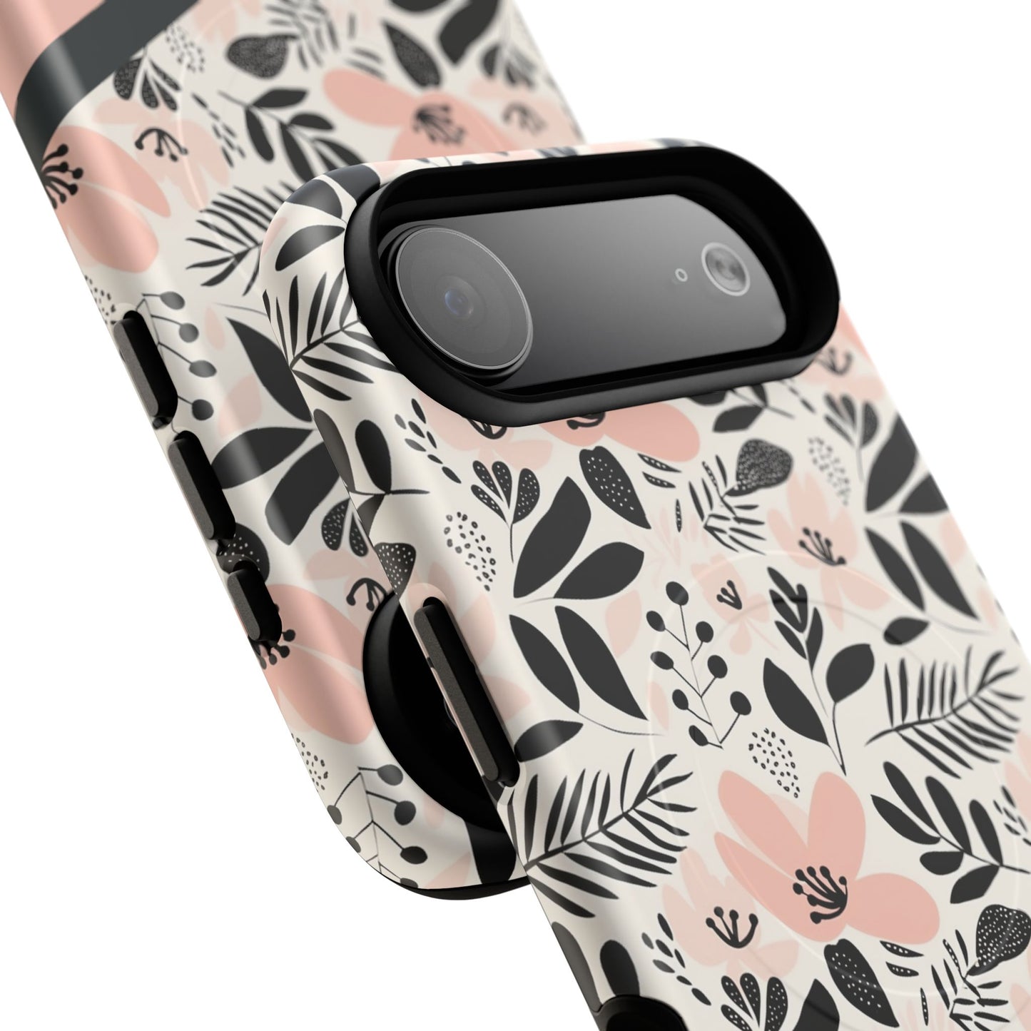Personalized Floral Blush Garden Whisper Tough Magnetic MagSafe® iPhone® 13, 14, 15, 16, 17, Pro, Pro Max, Plus Cases (Custom Name).