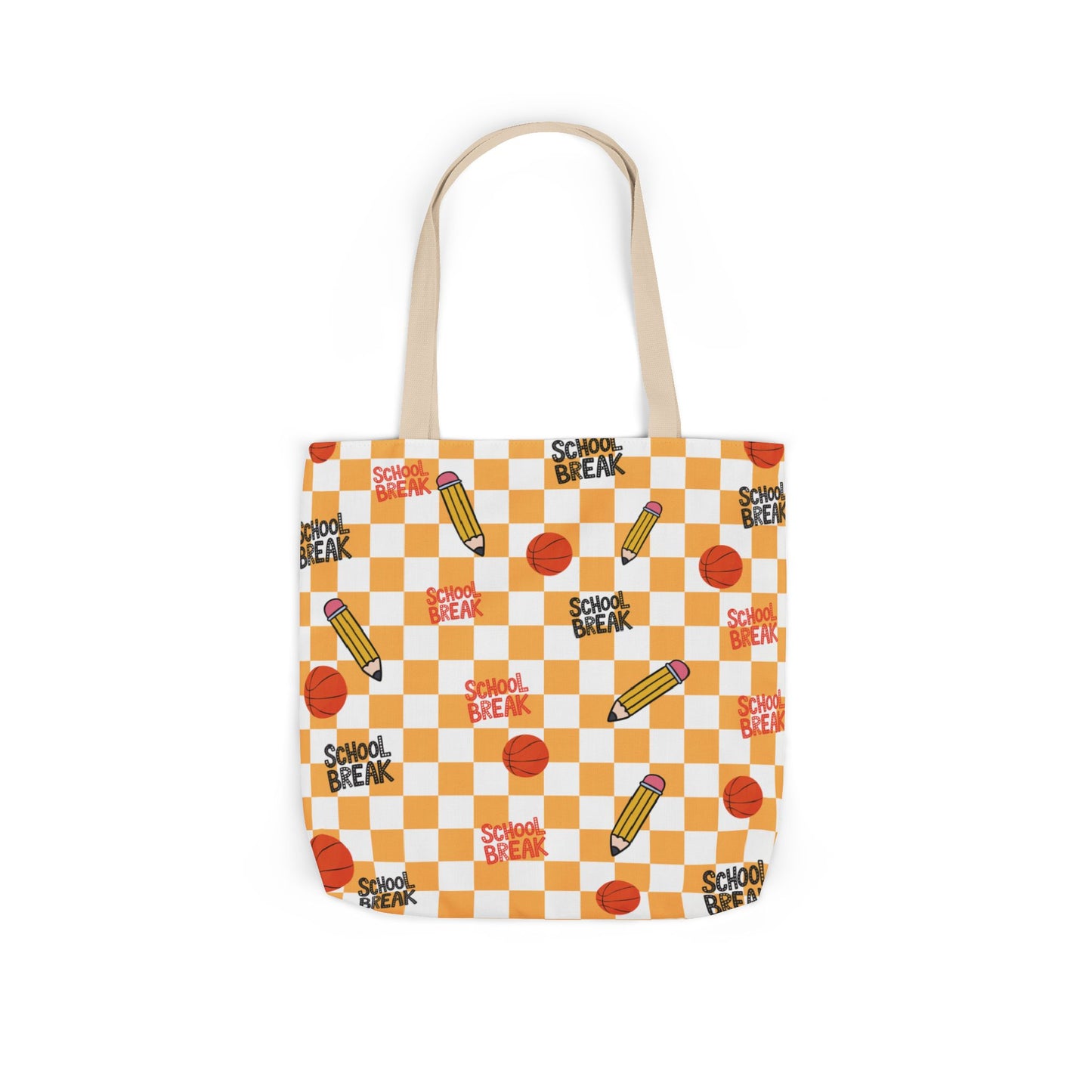 Personalized Orange Schoolyard Chic Composition Book Inspired Canvas Tote Bag with Colorful Straps, Cute School Bag, Eco-Friendly Tote, Back to School Shopping Bag, Teacher Gift Idea