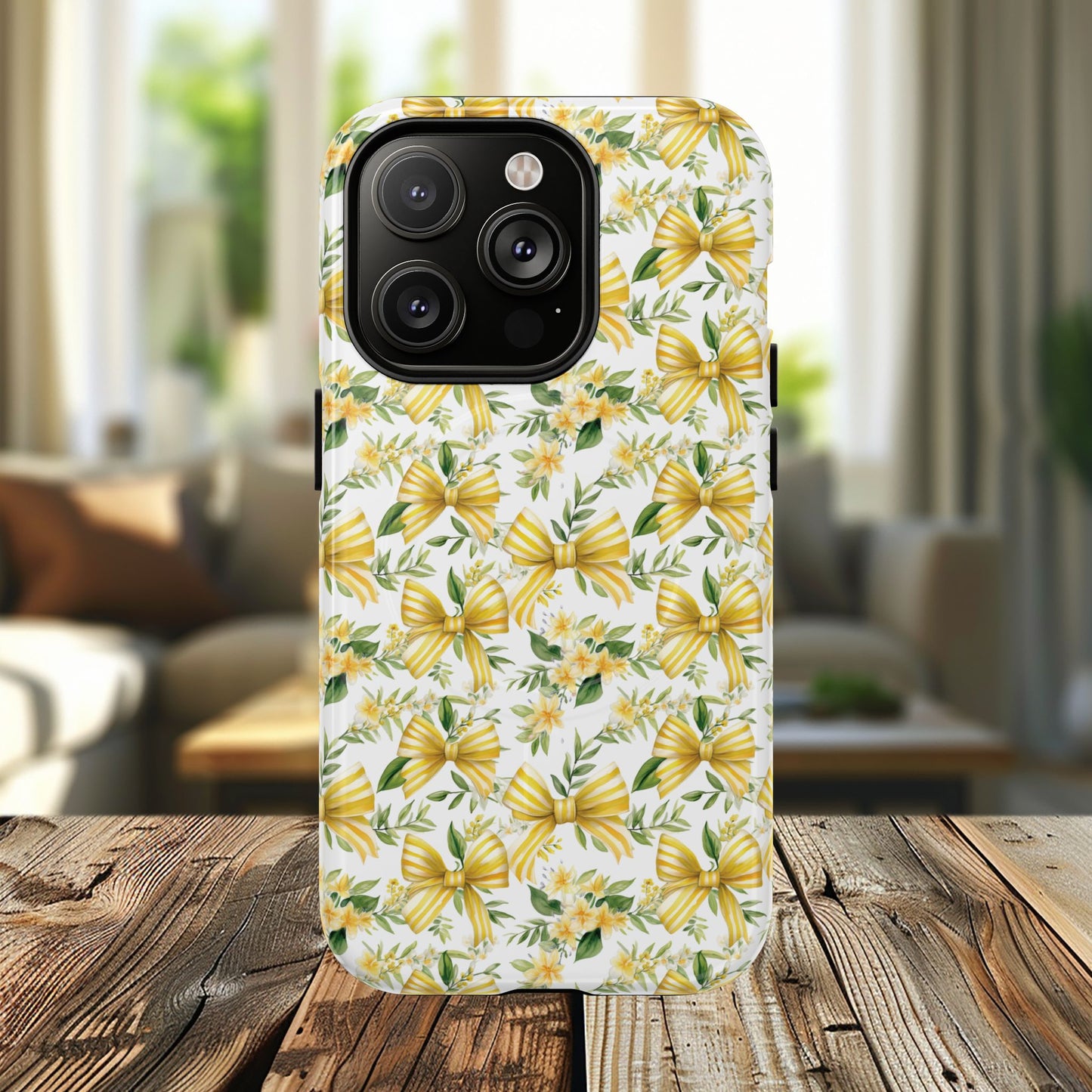 Sunshine Coquette Bows Tough Magnetic iPhone Case, Durable iPhone Cover, Girly Tech Accessory, Nature-Inspired Gift for Her, Spring Decor