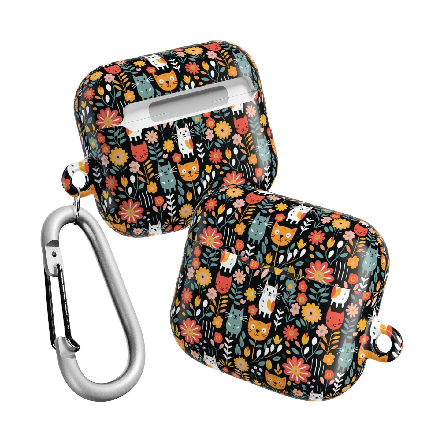 Whimsical Feline Garden AirPod Cases (AOP) - Fun & Colorful Accessories for Pet Lovers.