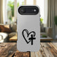Tough Magnetic Phone Case with Heart & Cross Design, Durable Phone Cover, Unique Gift for Her, Stylish Accessory, Everyday Use