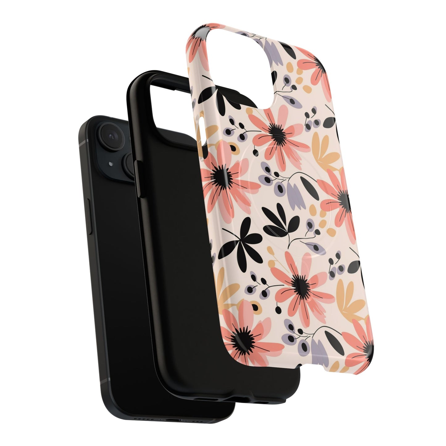 Stylish Soft Petal Noir iPhone Case, Floral iPhone Accessory for Her, Tough iPhone Magnetic Cases, Trendy iPhone Cover, Gift for Friends, Summer Vibes