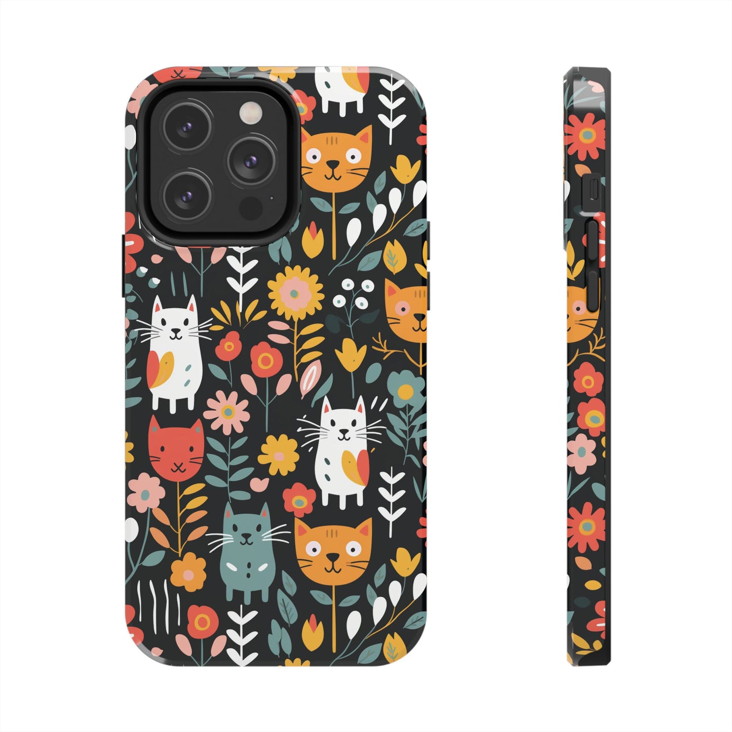 Whimsical Feline Garden iPhone and Samsung Tough Phone Cases