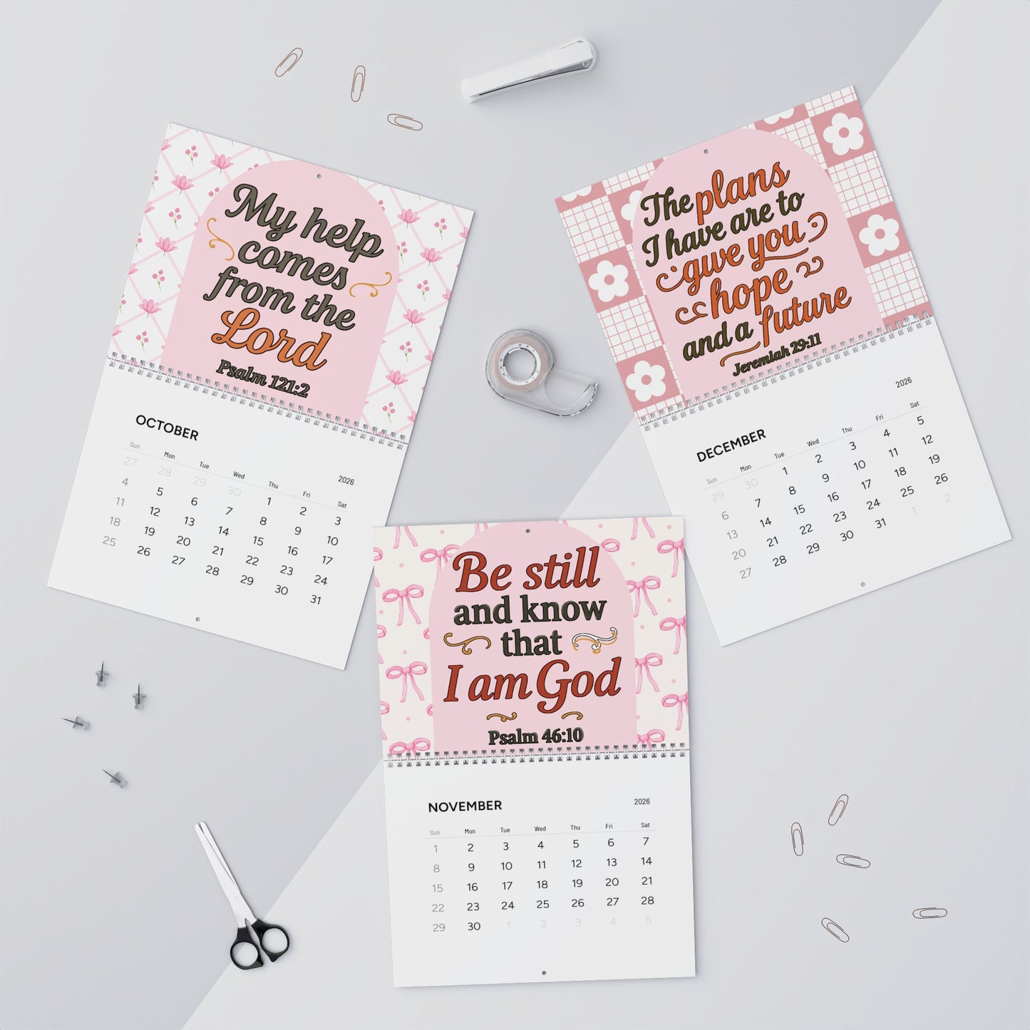 Inspirational Scripture Wall Calendar 2026 — Christian Bible Verse Monthly Calendar