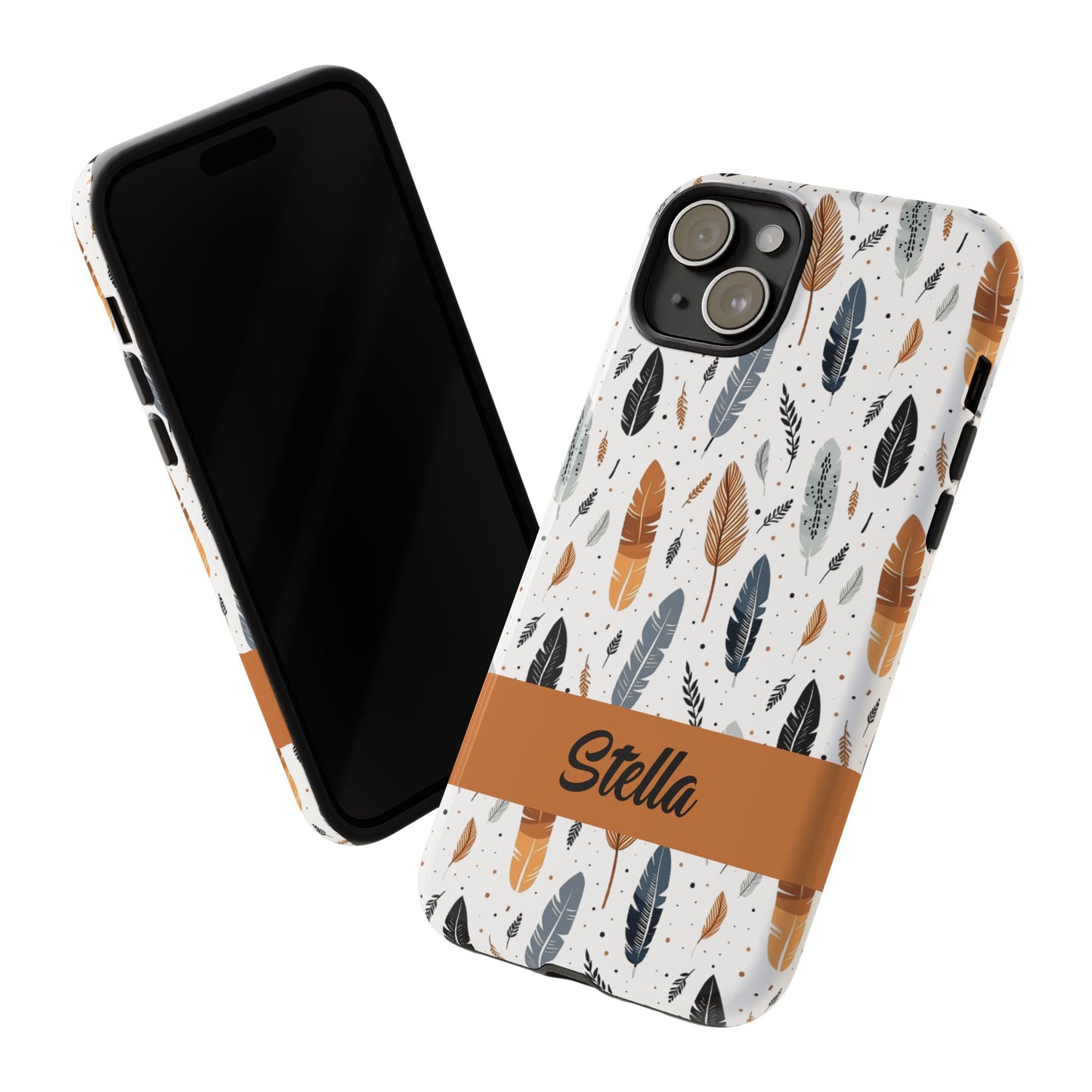 Personalized Whispering Feathers Samsung, Google Pixel and iPhone Case, Custom Name Case.