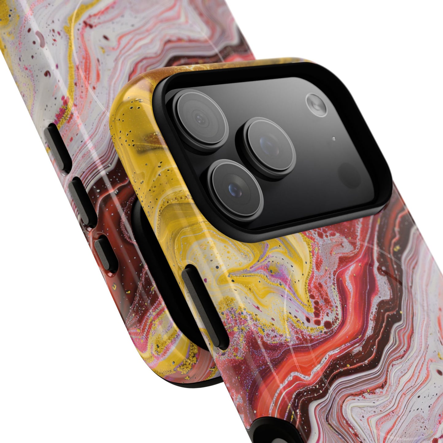 Colorful Red Marble iPhone Case, Tough Magnetic Cases, Stylish iPhone Protection, Unique Gift for iPhone Lovers, iPhone Accessories