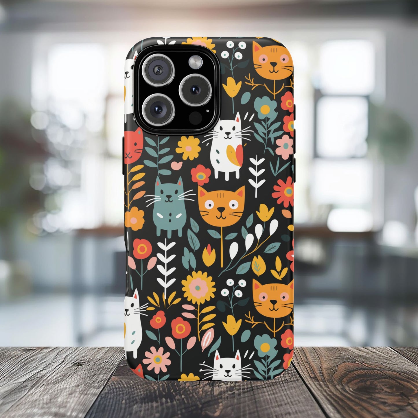 Whimsical Feline Garden iPhone, Samsung or Google Pixel Tough Cases