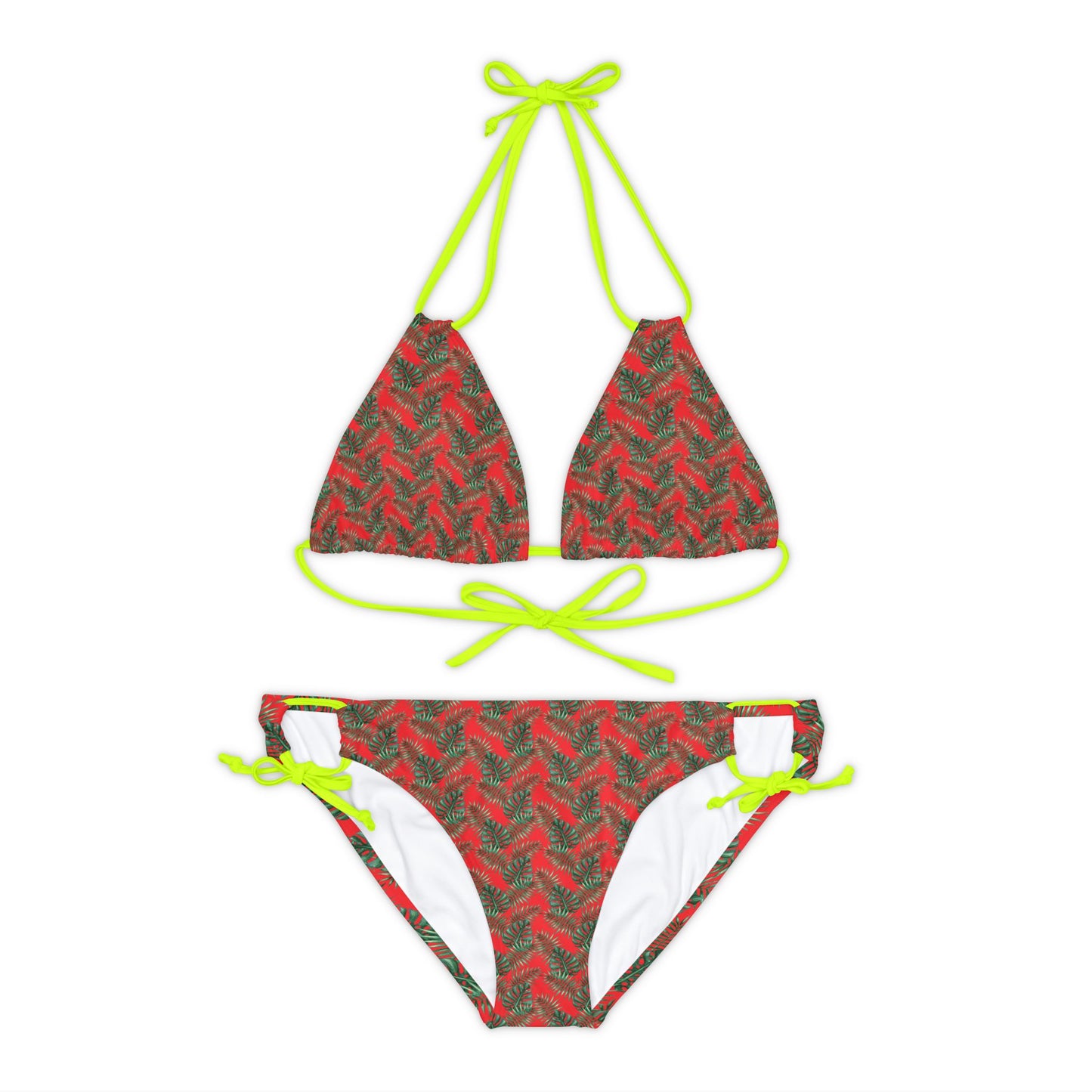 Red Tropical Bliss Strappy Bikini Set (AOP)