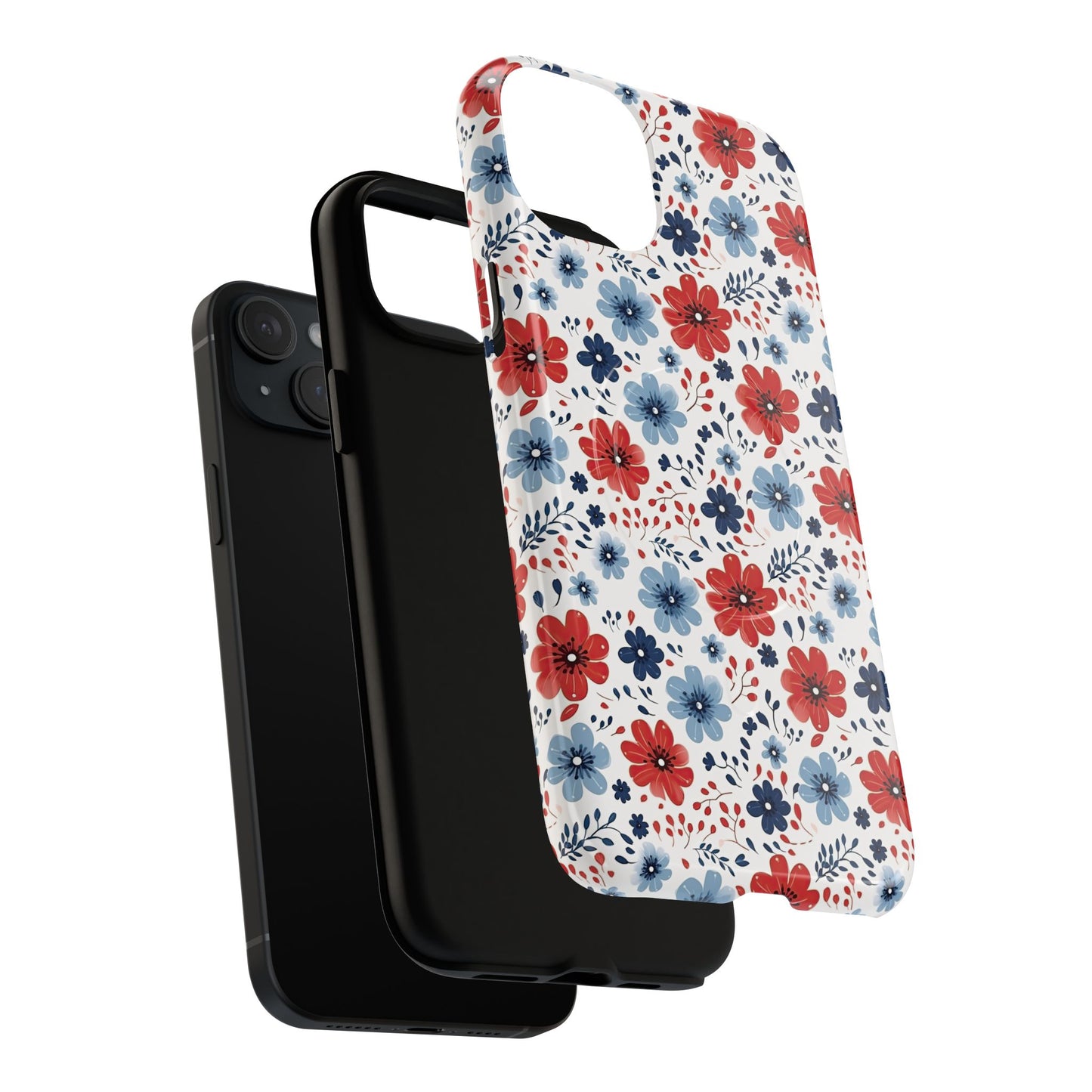 Patriotic Floral Dreams Tough Magnetic iPhone Cases, Durable, Stylish, Gift for Her, Protective Phone Cover, Spring Floral Design