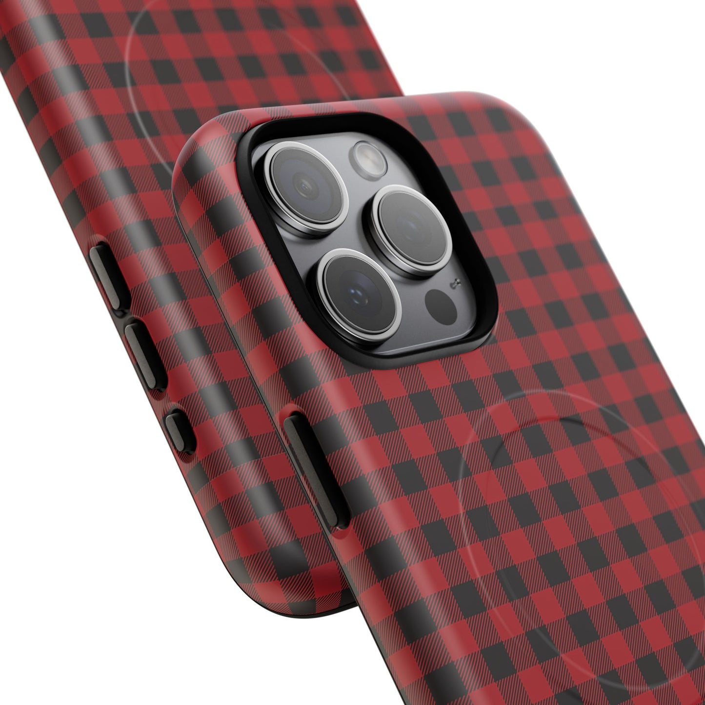 Tough Magnetic Phone Case - Red Plaid, Durable, Stylish Protection for iPhones, Gift for Outdoor Lovers, Unique Phone Cover