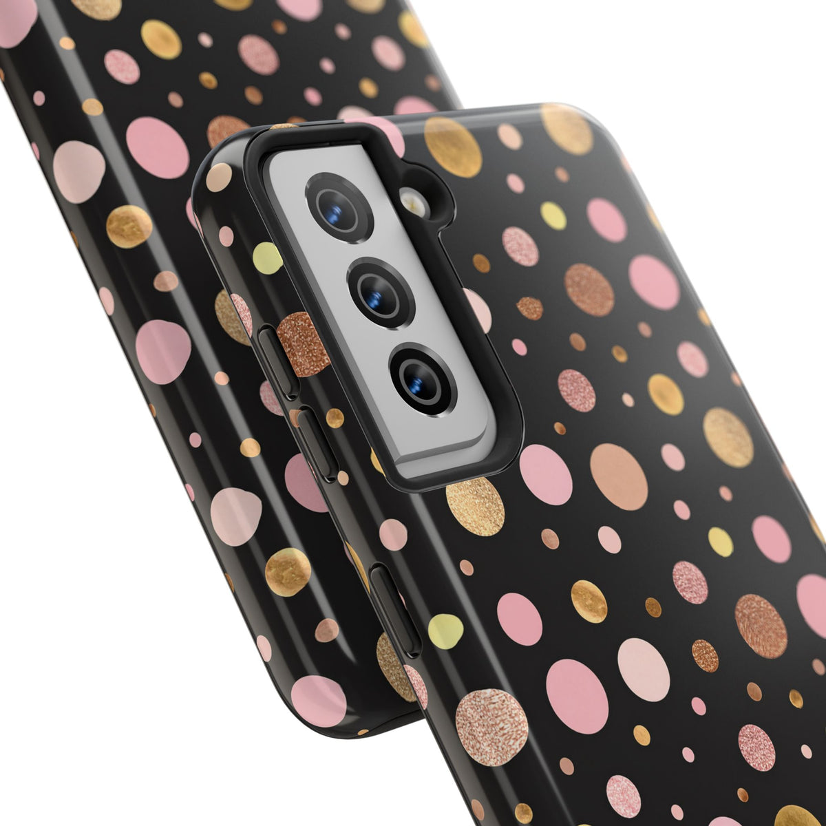Personalized Gold & Pink Confetti Tough Phone Case — Glitter Dot Protective Phone Cover