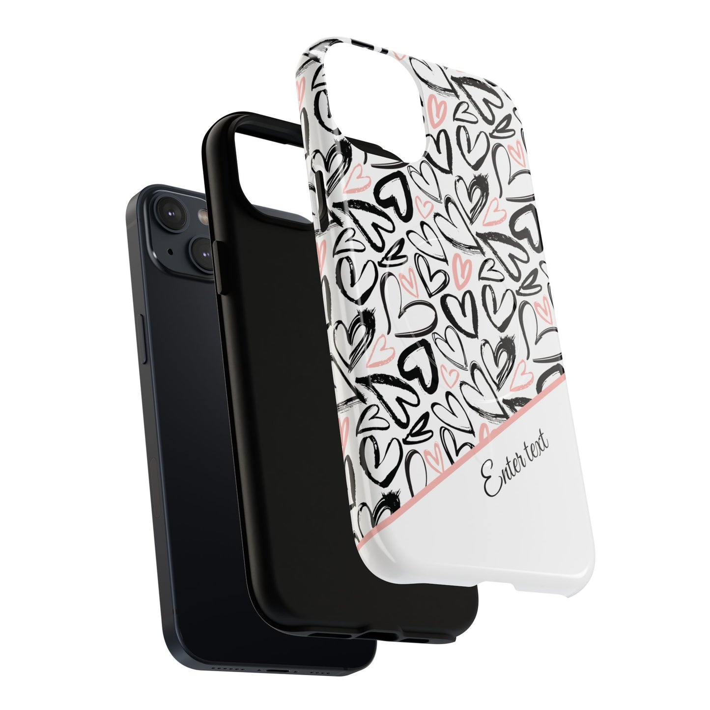 Heart Scribbles Tough Magnetic MagSafe®Case - Cute, Stylish, Gifts for Her, Love, Valentine's Day,  iPhone® 13, 14, 15, 16, 17, Pro, Pro Max, Plus Cases.