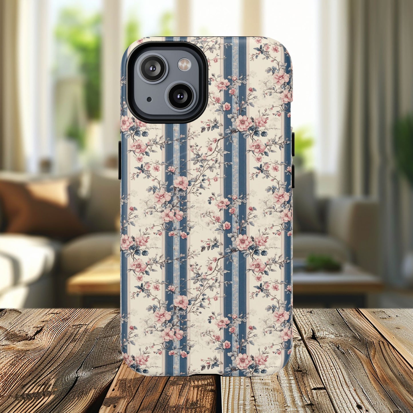 Victorian Rose Stripe iPhone Case, Tough Magnetic Cases for Stylish Protection, Flower Pattern iPhone Cover, Trendy Gift Idea for Her