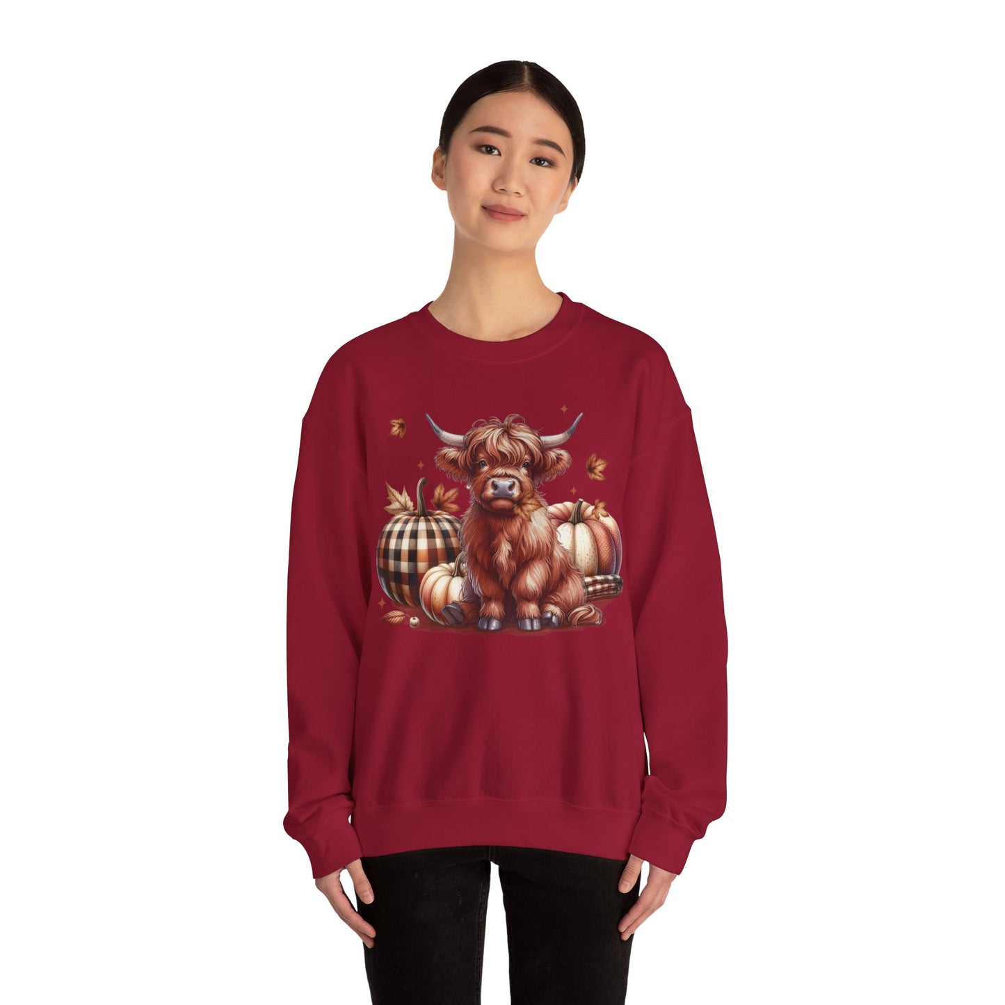 Autumn Highland Cow Charm Unisex Heavy Blend™ Crewneck Sweatshirt