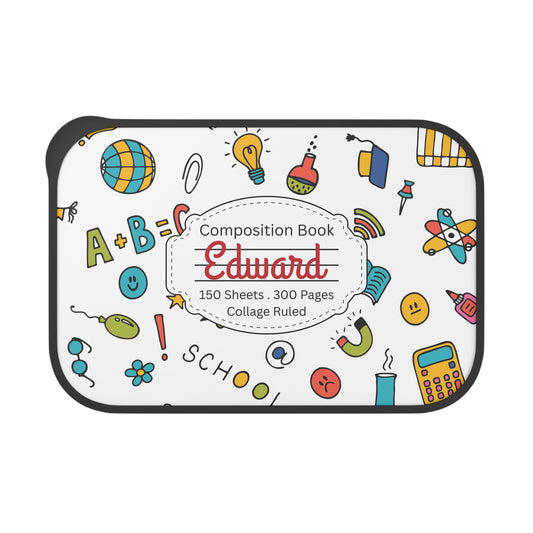 Personalized Classroom Couture Composition Book Inspired Bento Box, Fun Lunch Container, School Lunch, Meal Prep, Kids' Utensils, Back to School, Child's Lunchbox