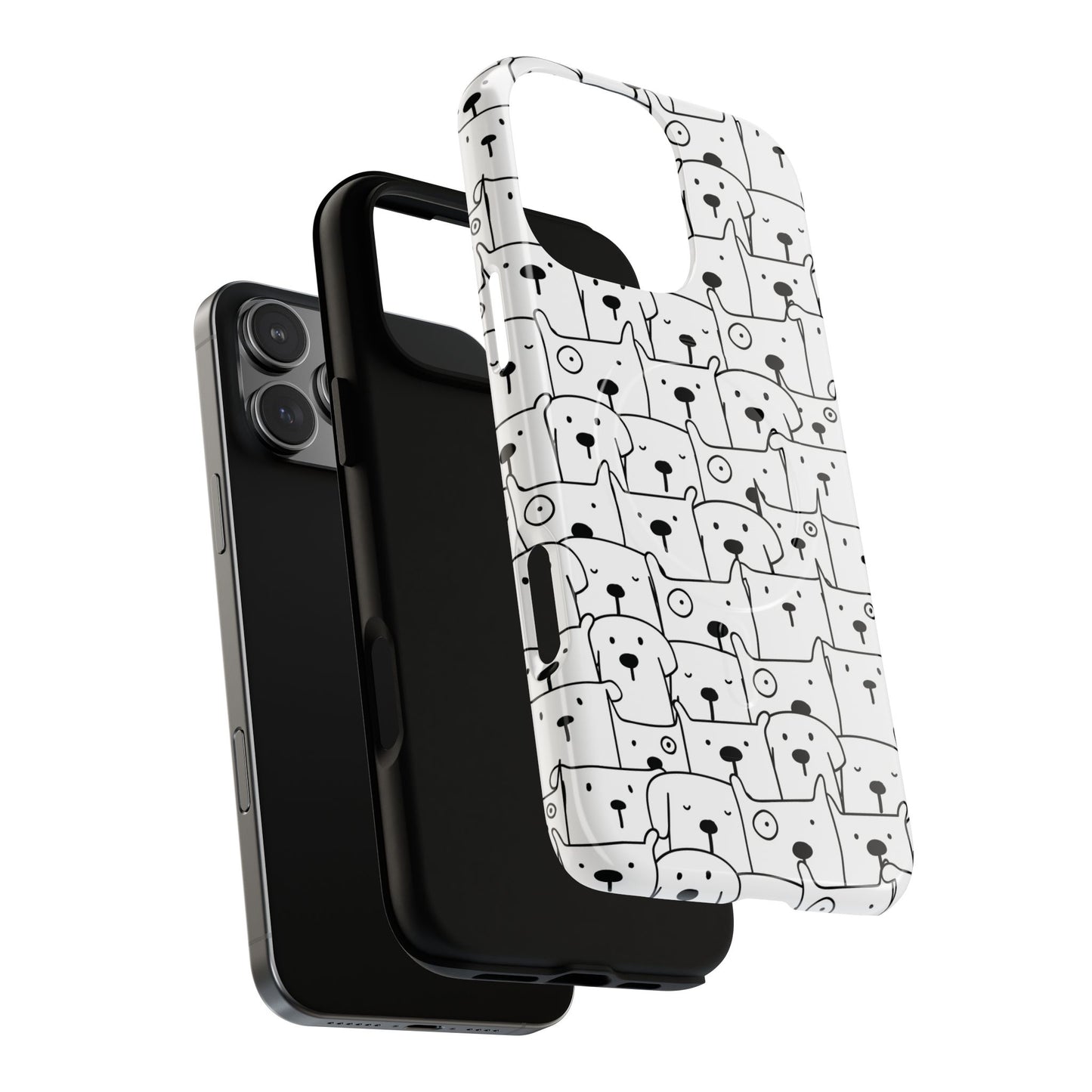 Cute Woof Line-Up iPhone Case, Tough Magnetic Case for Pet Lovers, Stylish Phone Accessory, Gift for Dog Owners, Protective Pet Case