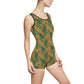 Brown Tropical Bliss Women's Vintage Swimsuit (AOP)