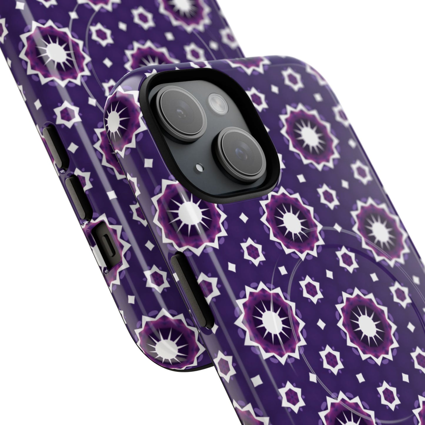 Violet Nova Bloom Stylish Tough Magnetic iPhone Case, Purple Floral iPhone Cover, Durable Cell iPhone Protector, Gift for Her, Mother's Gift