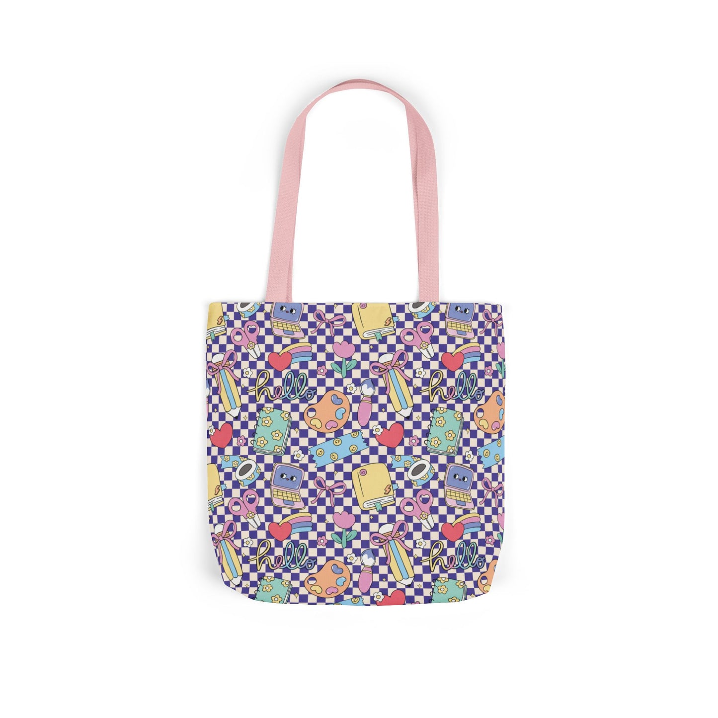 Personalized Purple Doodle Daydream Composition Book Inspired Canvas Tote Bag with Colorful Straps, Cute School Bag, Eco-Friendly Tote, Back to School Shopping Bag, Teacher Gift Idea
