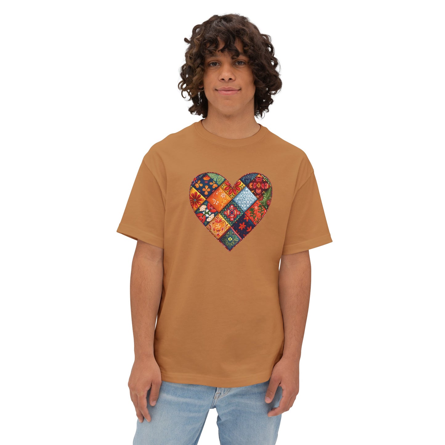 Patchwork Hearts Unisex Oversized Bella Canvas Boxy Tee