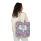 Personalized Purple Doodle Daydream Composition Book Inspired Canvas Tote Bag with Colorful Straps, Cute School Bag, Eco-Friendly Tote, Back to School Shopping Bag, Teacher Gift Idea