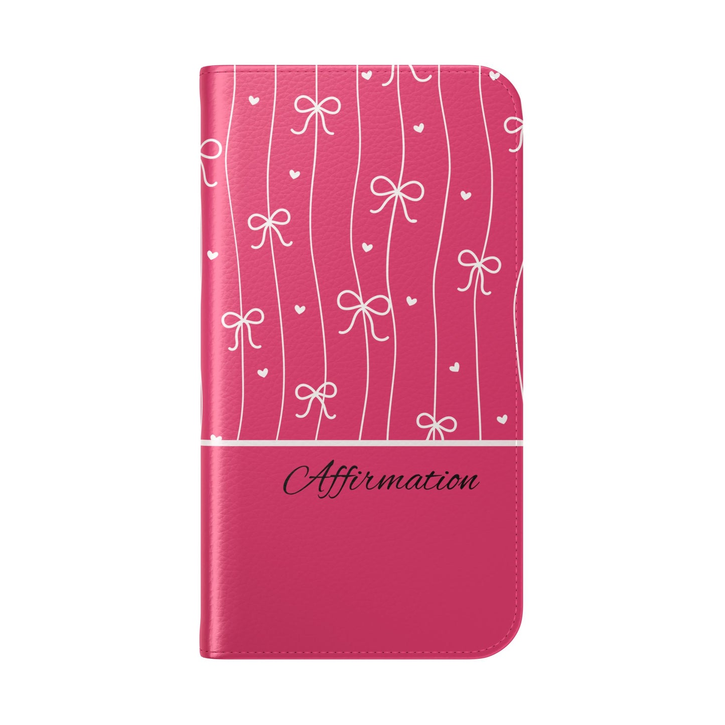 Personalized Pink Bow Coquette Flip iPhone and Samsumg Case — Custom Name or Affirmation Wallet Cover