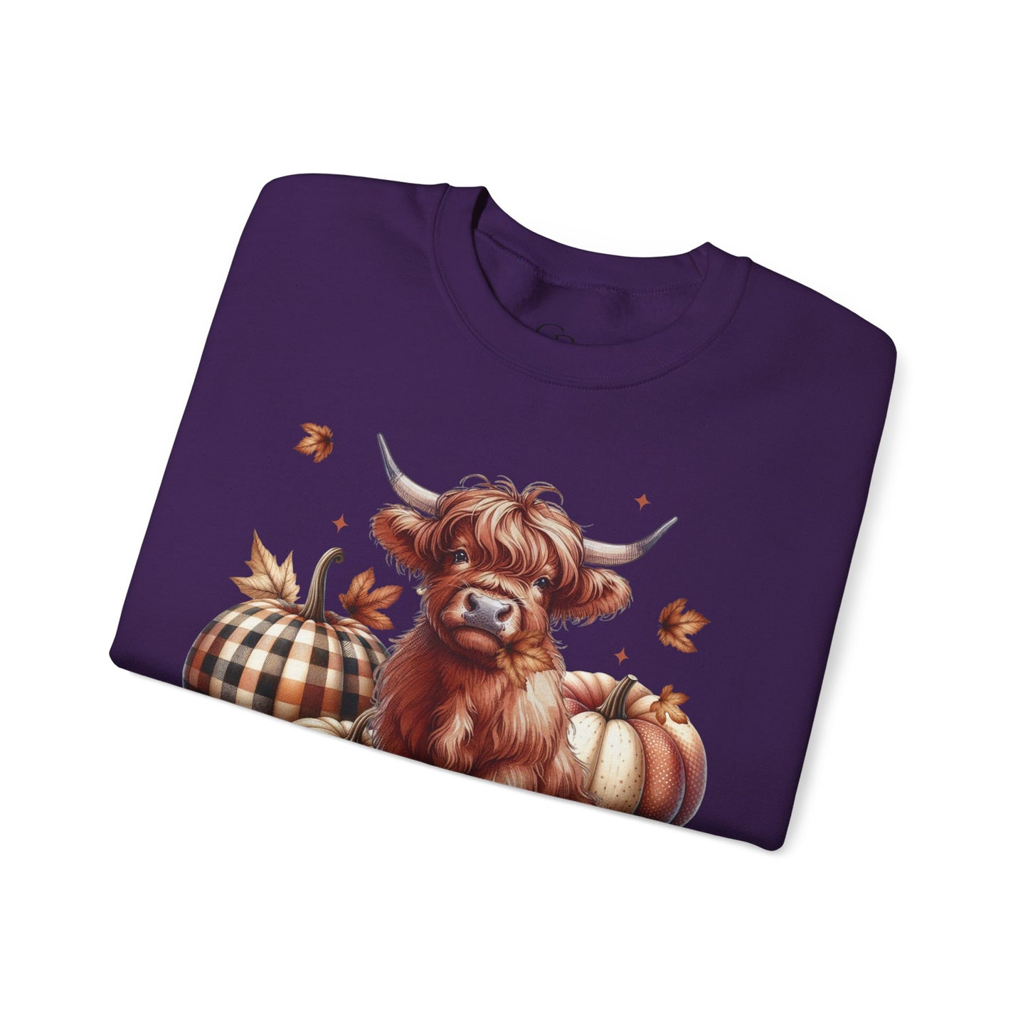 Autumn Highland Cow Charm Unisex Heavy Blend™ Crewneck Sweatshirt