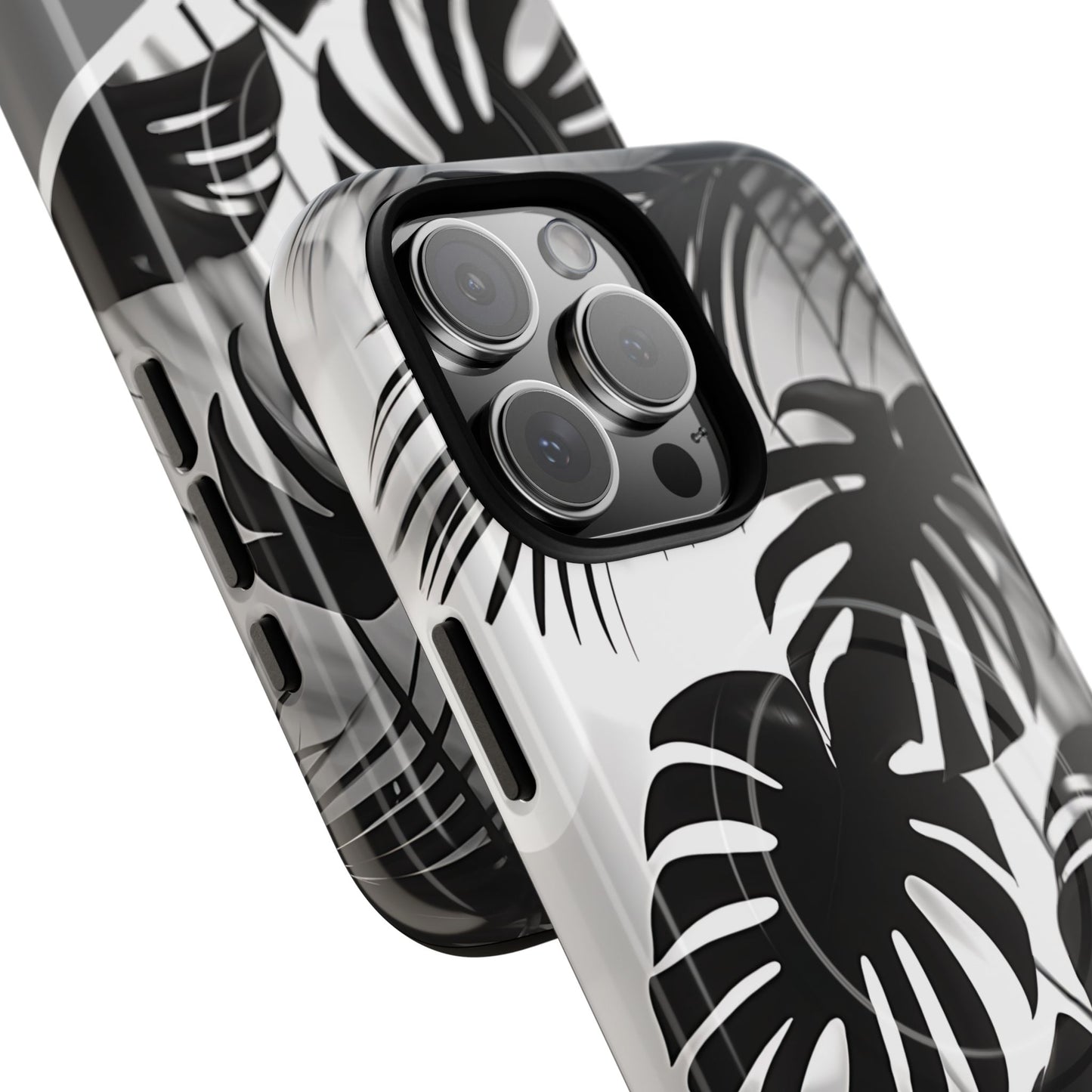 Personalized Monochrome Monstera Tropical Phone Case - Tough Magnetic MagSafe® Cases, Gifts for Nature Lovers, Stylish Phone Accessories, Gifts for Her.
