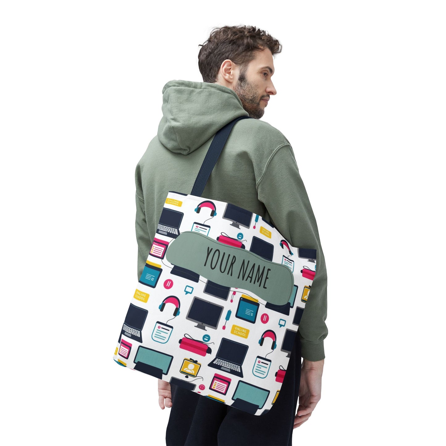 Techie Tote Bag - Stylish Personalized Tote for Students, Gift for Tech Lovers, Eco-Friendly Shopping Bag, Back to School.