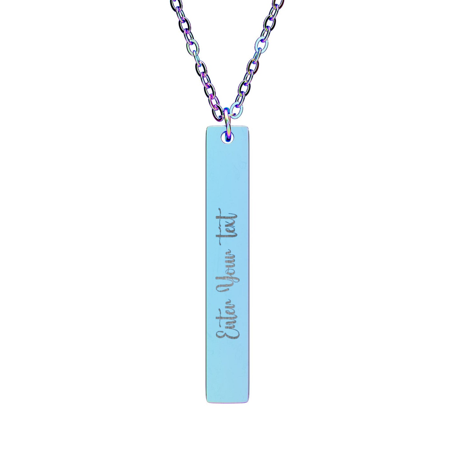 Engraved Vertical Bar Necklace — Personalized Slim Pendant Necklace
