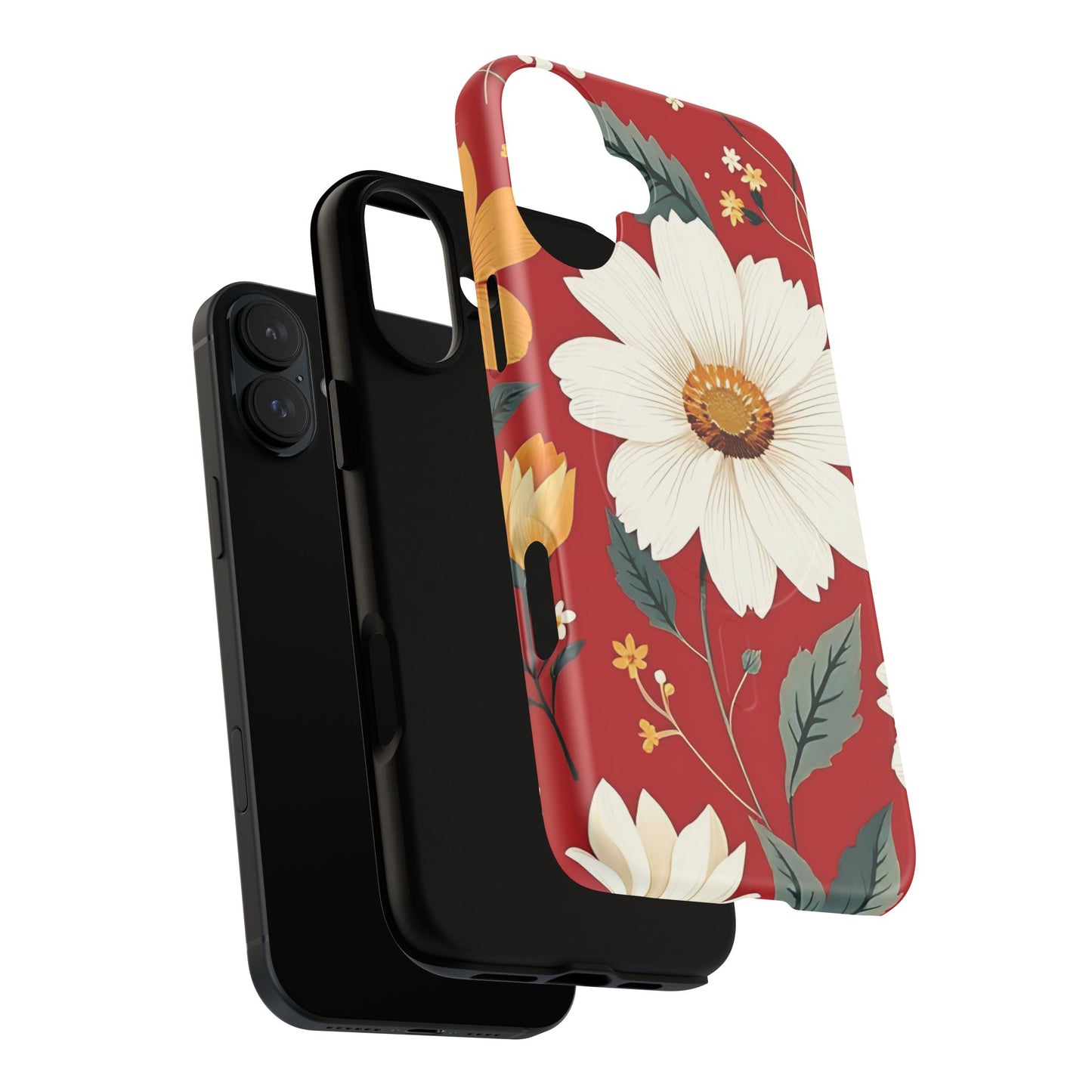 Floral Fusion Tough Magnetic Phone Case | Flower Design, Durable Protective Cover, Gift for Her, Spring Style, Unique Phone Accessory.