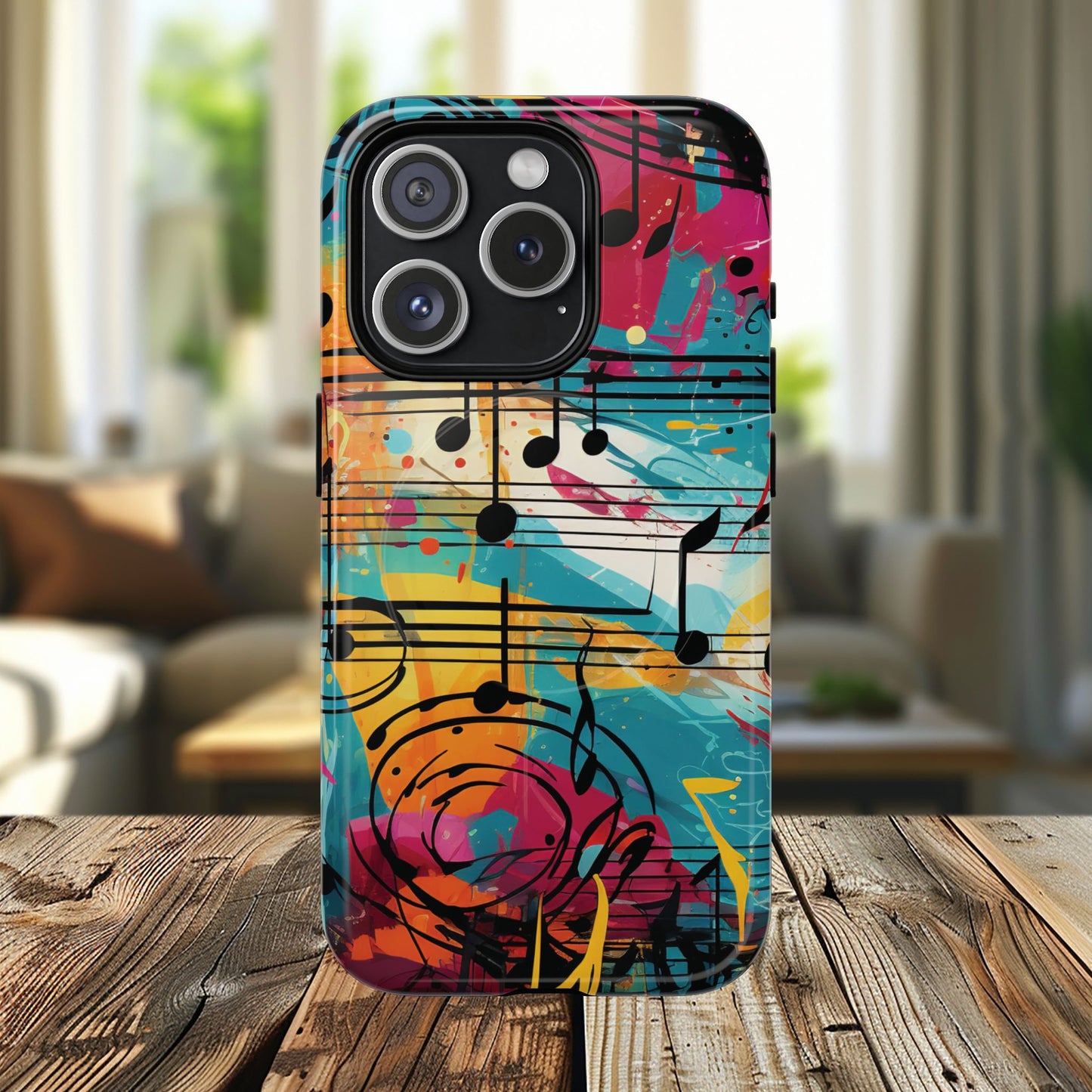 Vibrant Music Note Phone Case, Tough Magnetic Case, Music Lover Gift, Colorful Phone Accessory, Customizable Phone Cover, Unique Gift Idea