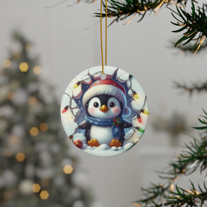 Penguin Ceramic Ornaments, 2-Side Print, (1pc, 3pcs, 5pcs, 10pcs)