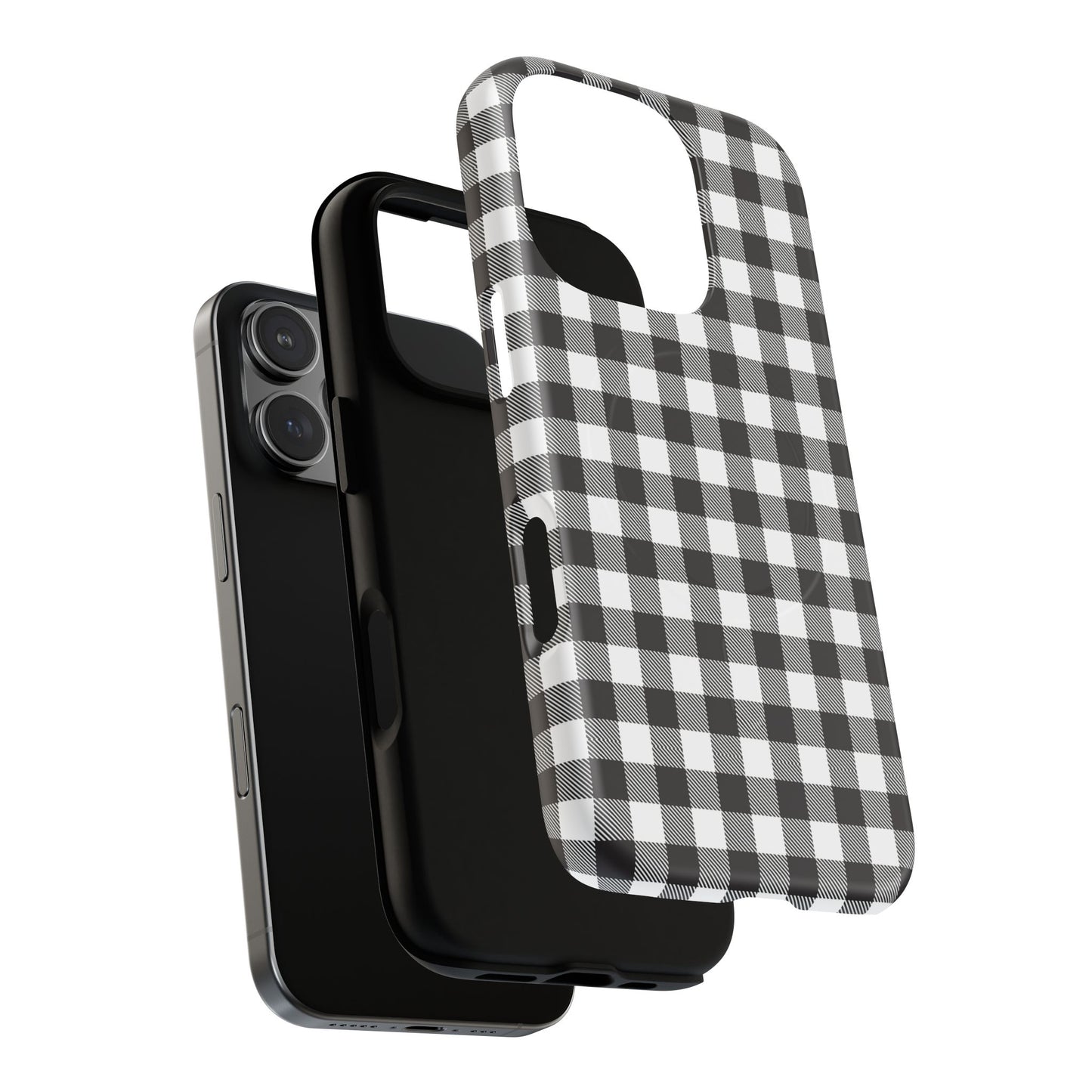 Black and White Gingham Phone Case, Tough Magnetic Cases, Stylish Phone Cover, Gift for Her, Trendy Phone Accessory, Checkered Print