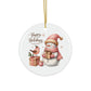 Snowman Ceramic Ornaments, 2-Side Print, (1pc, 3pcs, 5pcs, 10pcs)