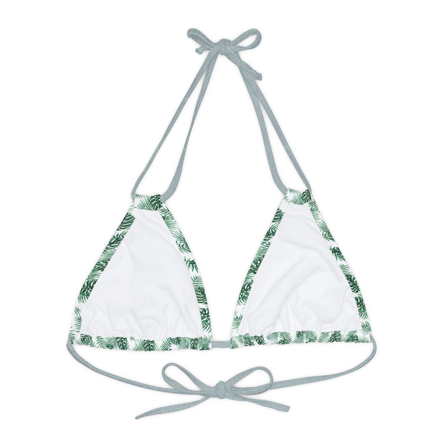 White Tropical Bliss Strappy Triangle Bikini Top (AOP)- (PY)