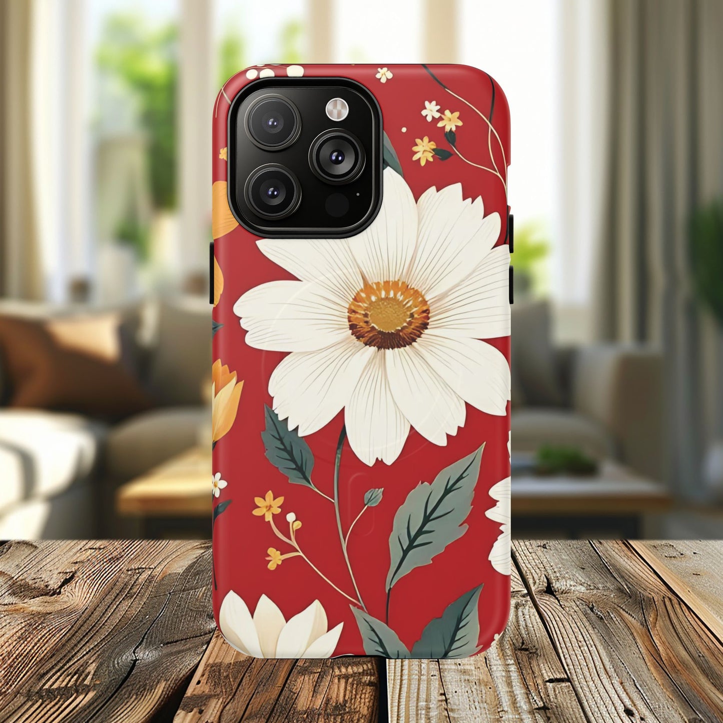 Floral Fusion Tough Magnetic Phone Case | Flower Design, Durable Protective Cover, Gift for Her, Spring Style, Unique Phone Accessory.