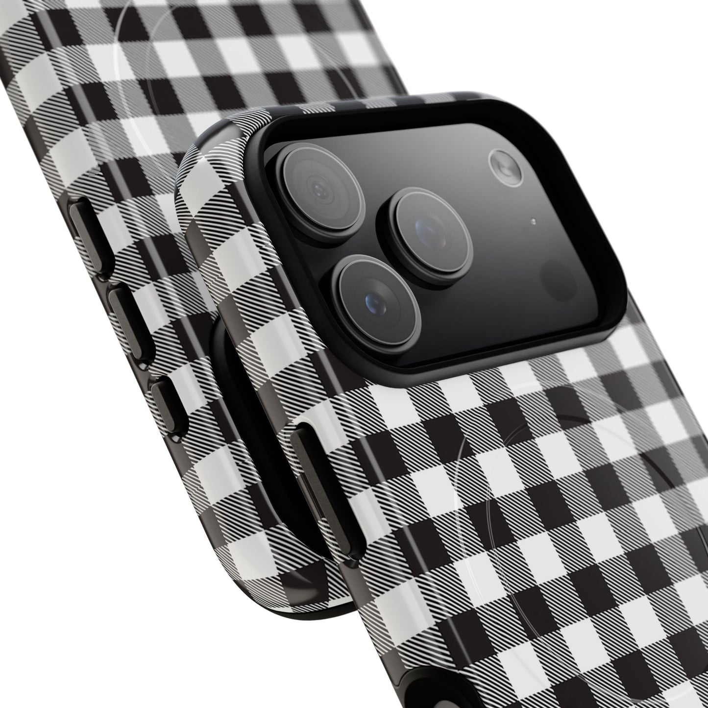 Black and White Gingham Phone Case, Tough Magnetic Cases, Stylish Phone Cover, Gift for Her, Trendy Phone Accessory, Checkered Print