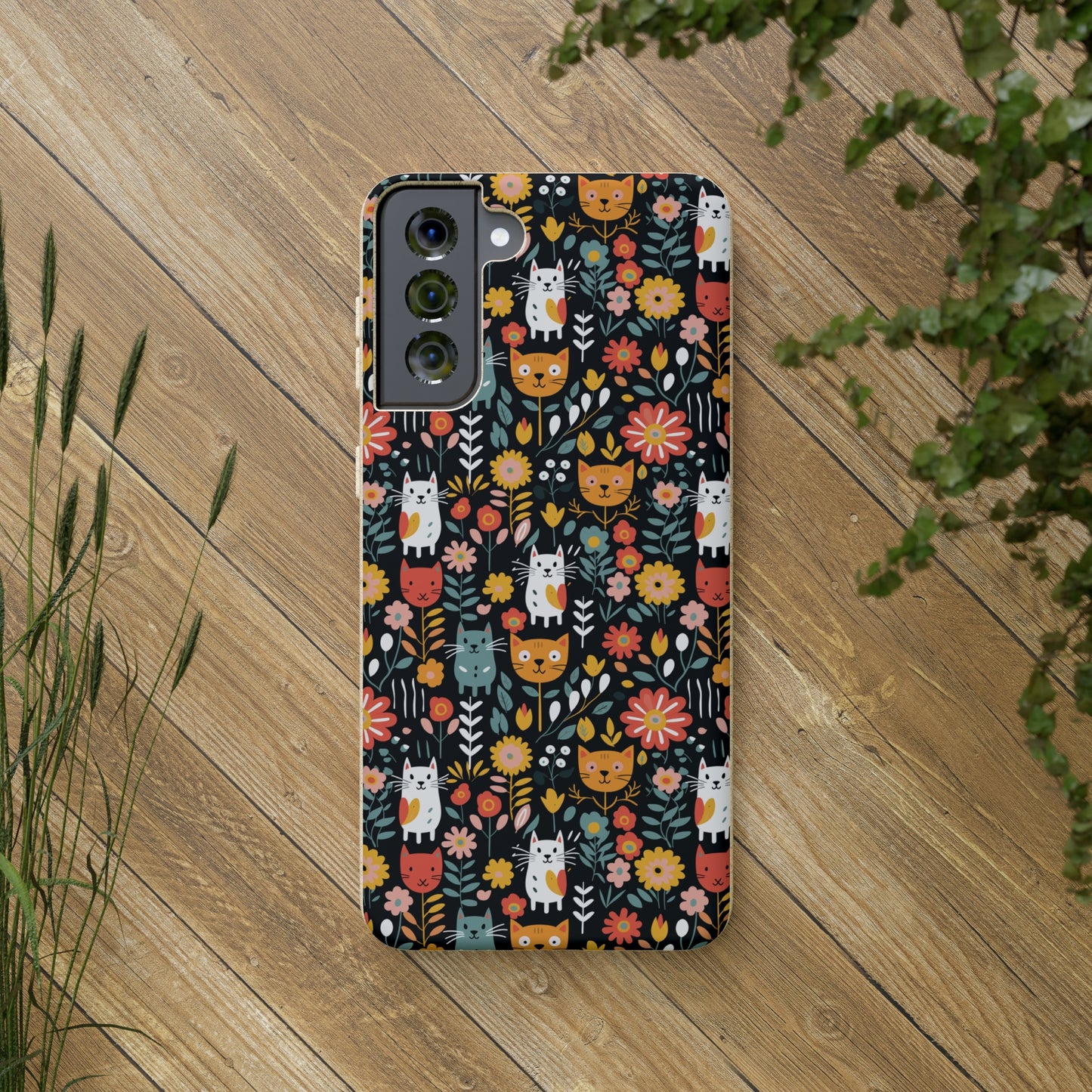 Whimsical Feline Garden Samsung Biodegradable Cases