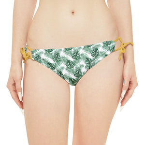 White Tropical Bliss Loop Tie Side Bikini Bottom (AOP)