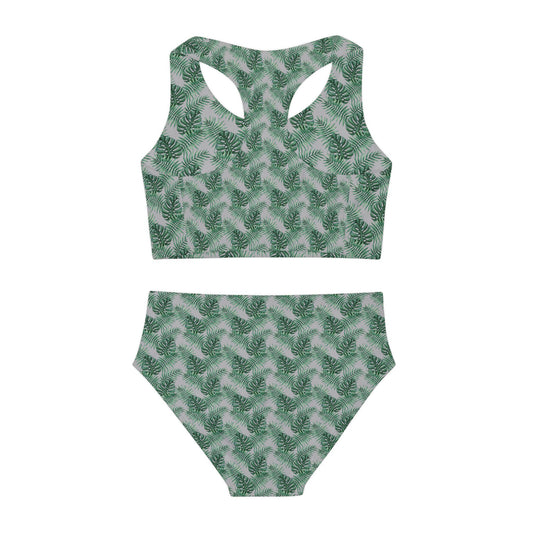 Grey Tropical Bliss Girls Two Piece Swimsuit (AOP)- (PY)